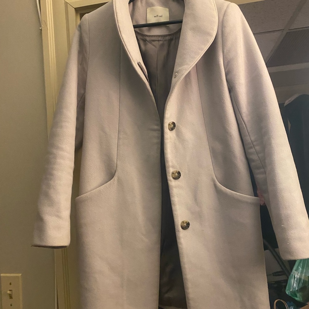 Aritzia Wilfred Soft Dusty Lavender Wool Cocoon Coat